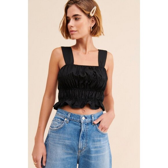 Endless Rose Tops - ENDLESS ROSE Women's Smocked Ruffle Top Size XS In Black